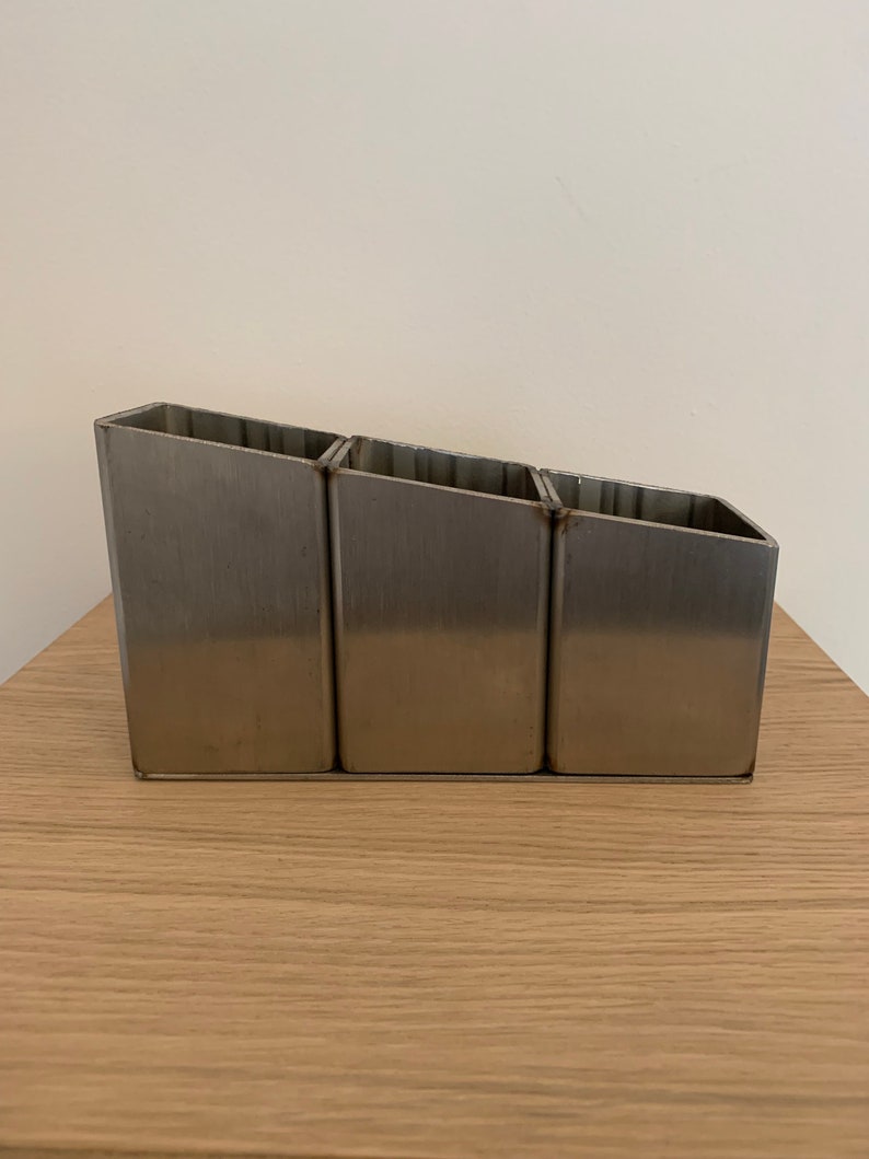 Modern Brushed Stainless Steel Desk Tidy Office Organiser Sleek and Functional image 7