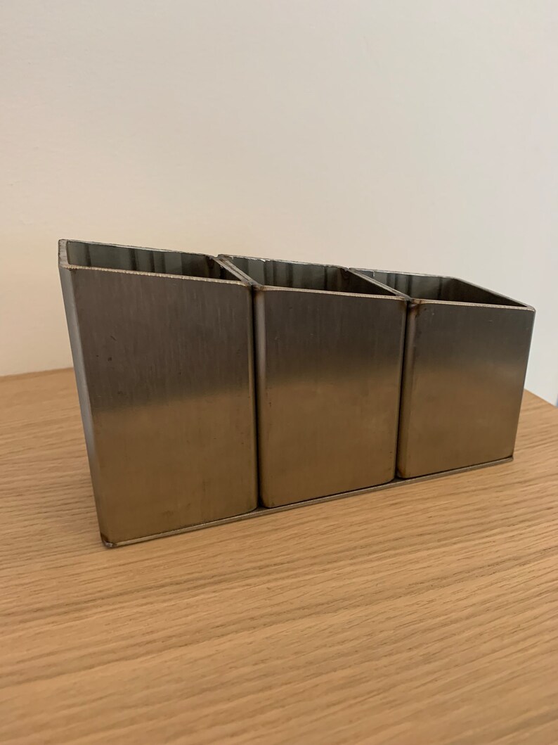 Modern Brushed Stainless Steel Desk Tidy Office Organiser Sleek and Functional image 5