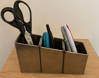Modern Brushed Stainless Steel Desk Tidy Office Organiser - Sleek and Functional