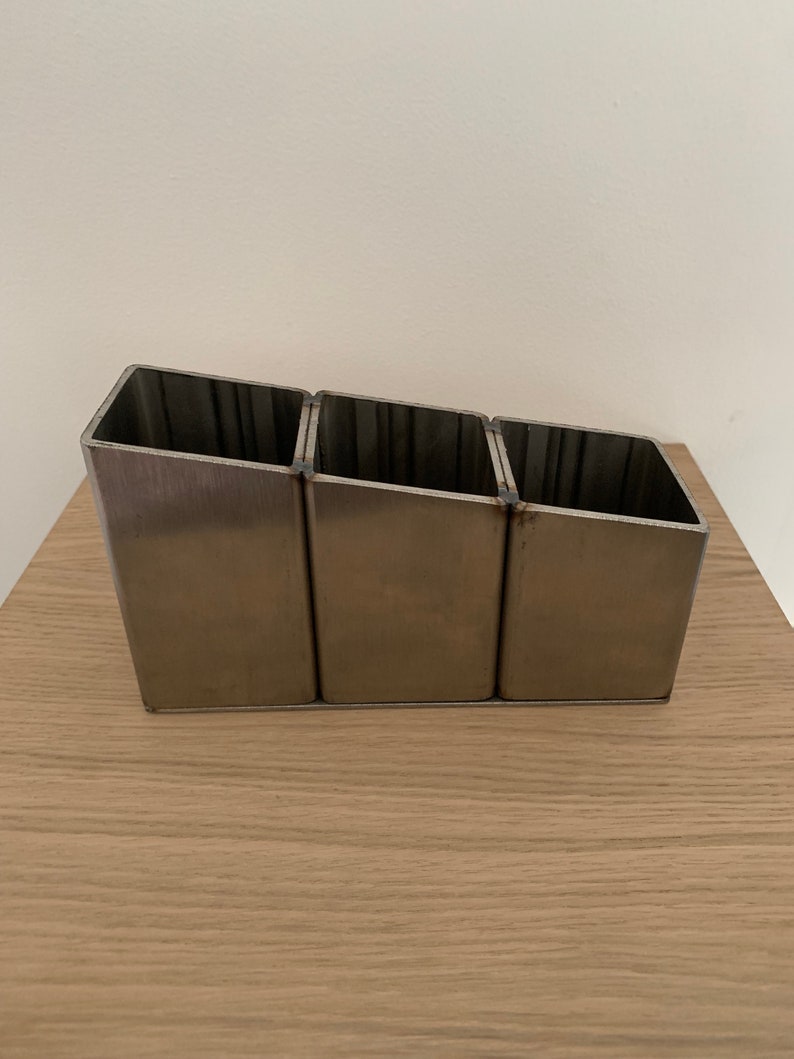 Modern Brushed Stainless Steel Desk Tidy Office Organiser Sleek and Functional image 2