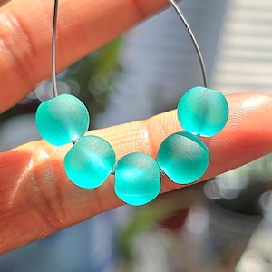 Green Frosted Glass Beads, 8mm Round Turquoise Green Matte, DIY Craft Jewelry Making, Select Qty