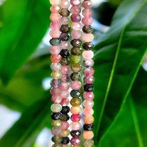 Natural Multicolor Tourmaline Beads, Faceted Rondelle Gemstone Beads for Jewelry Making, 3x4mm, Select 1/2 or Full Strand