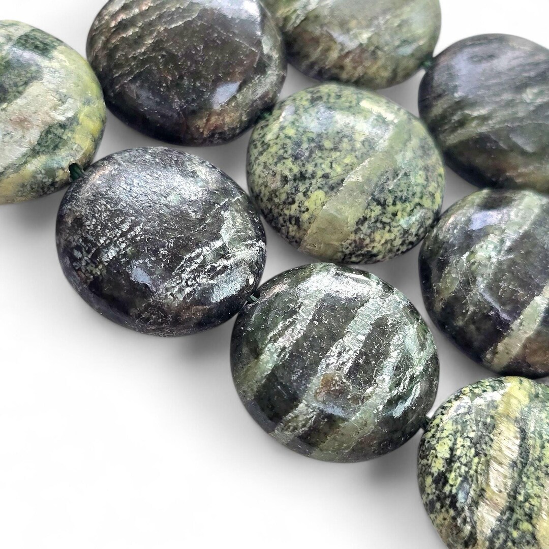Green Zebra Jasper Coin Beads - 16mm Natural Gemstone Discs - 12 Pcs - Etsy