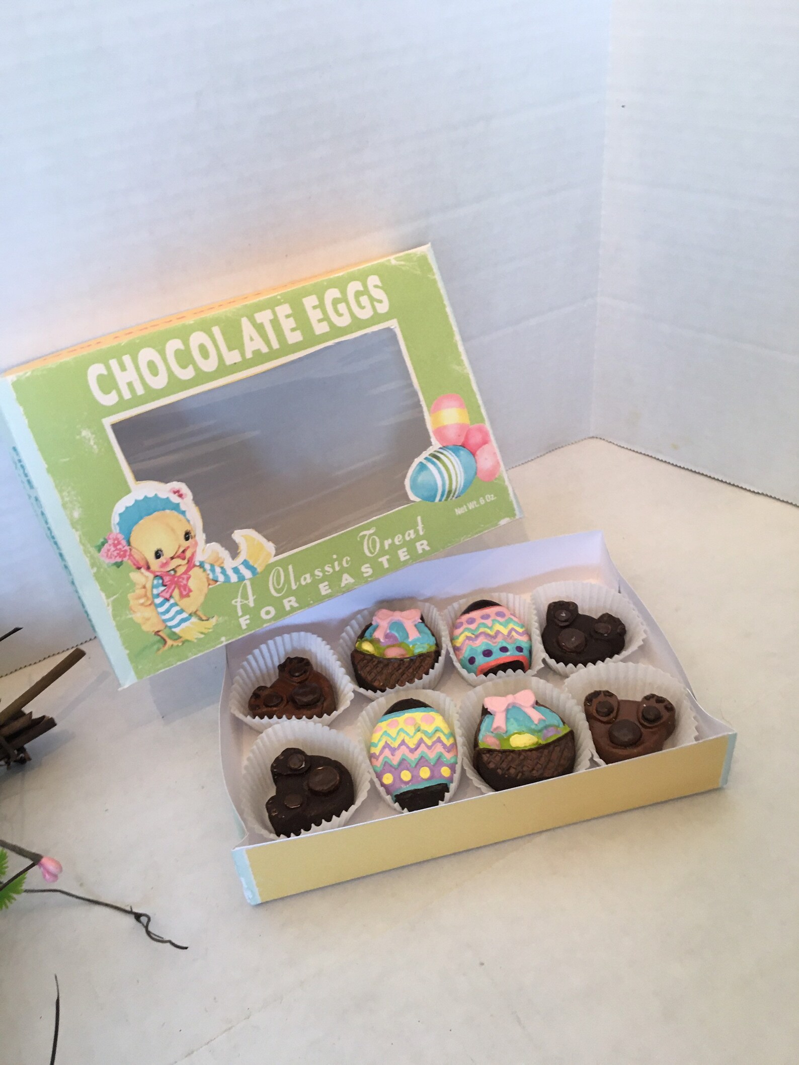 5x7 Retro Style Box of Faux Easter Chocolate candy / Table Etsy
