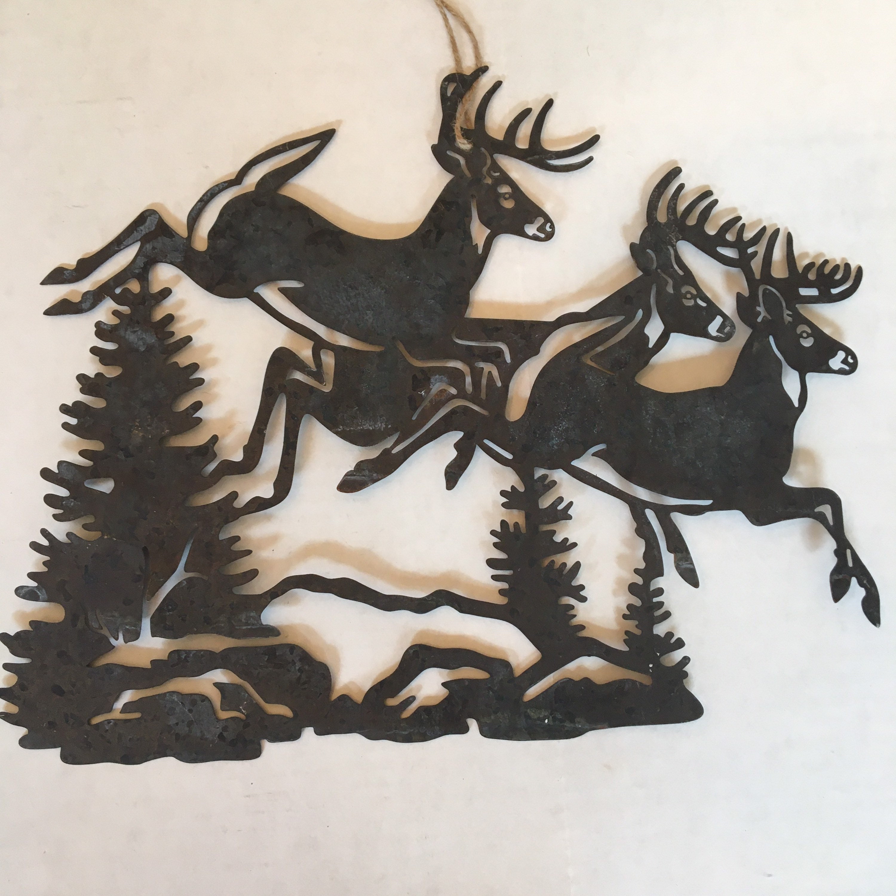 11 x14.5 Leaping Deer Metal Wall Decor Etsy