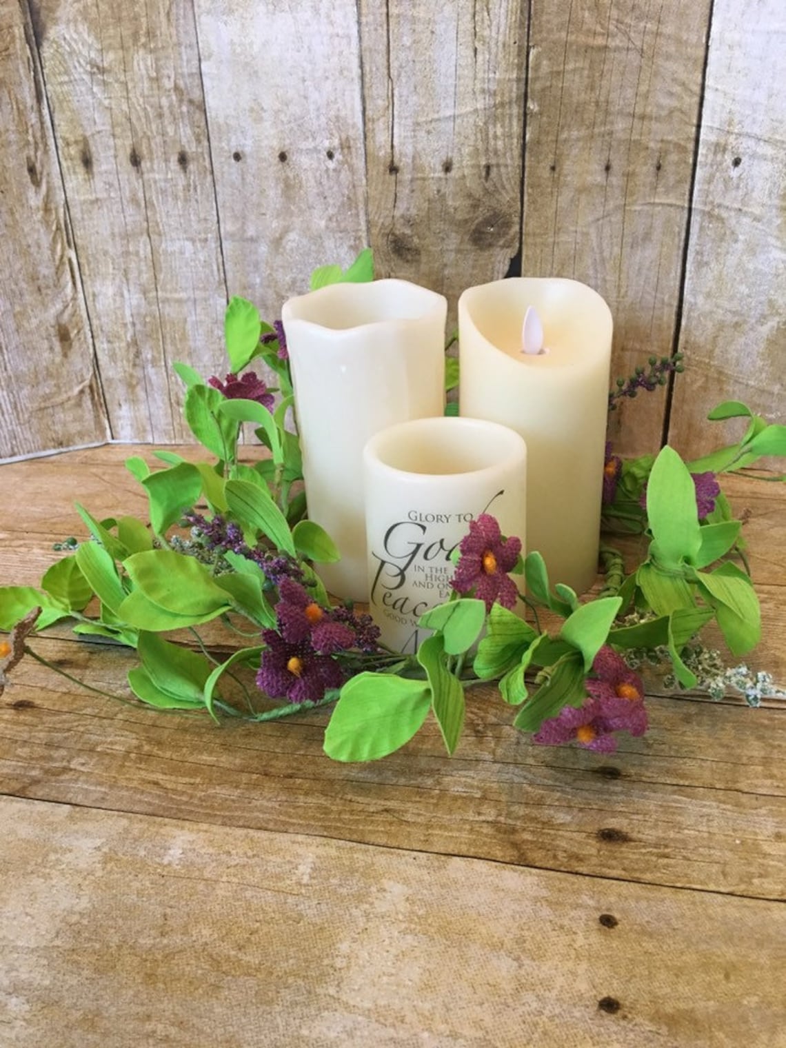 6.5 Burlap Flower Candle Ring Etsy