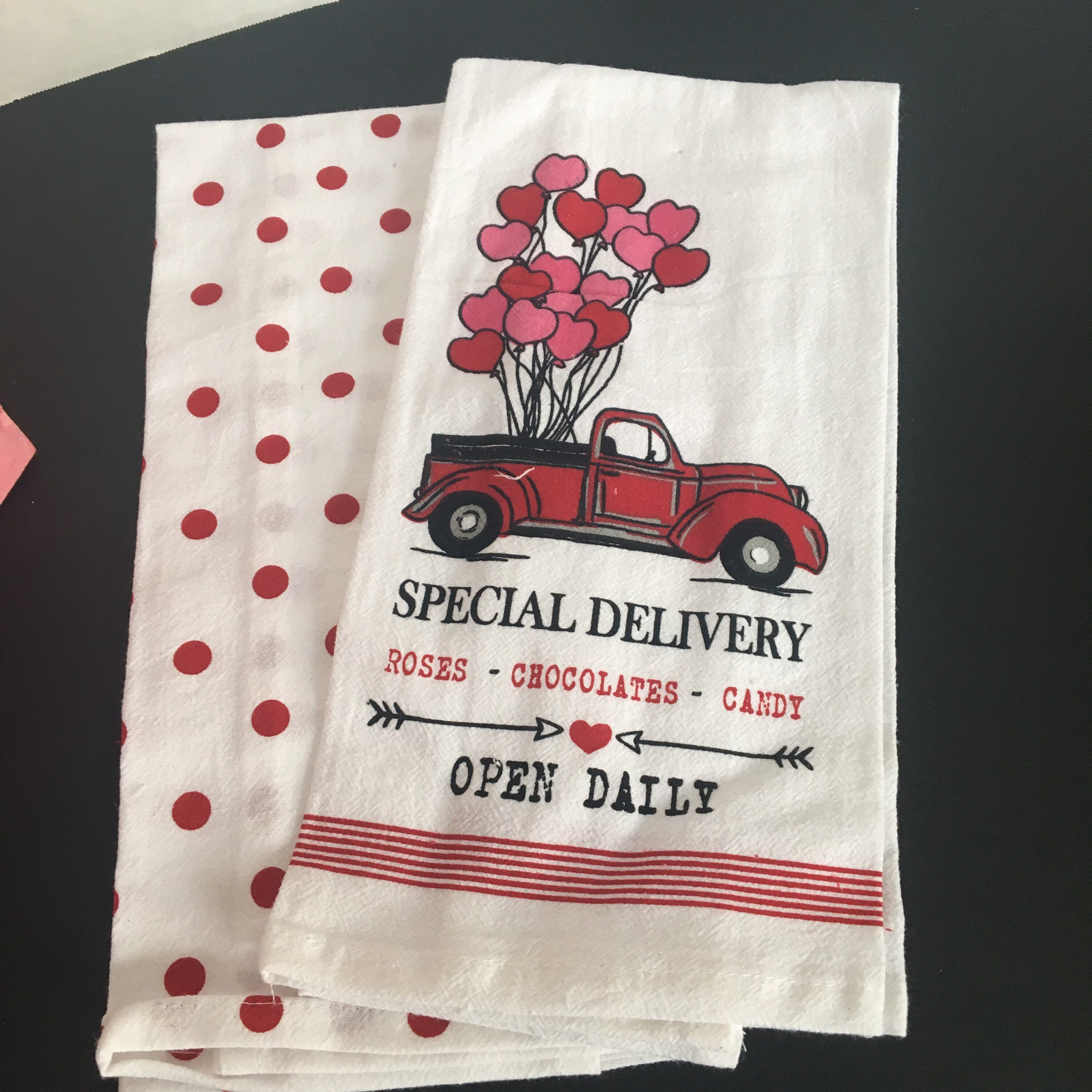 Set of Two Valentins Day Tea Towels | Etsy