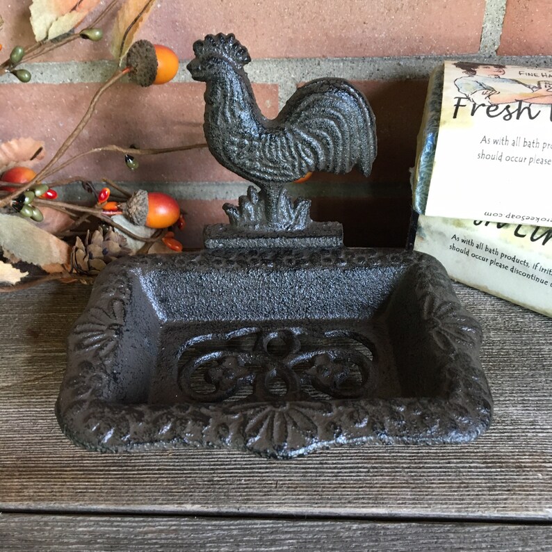 Cast Iron Rooster Soap Dish Etsy
