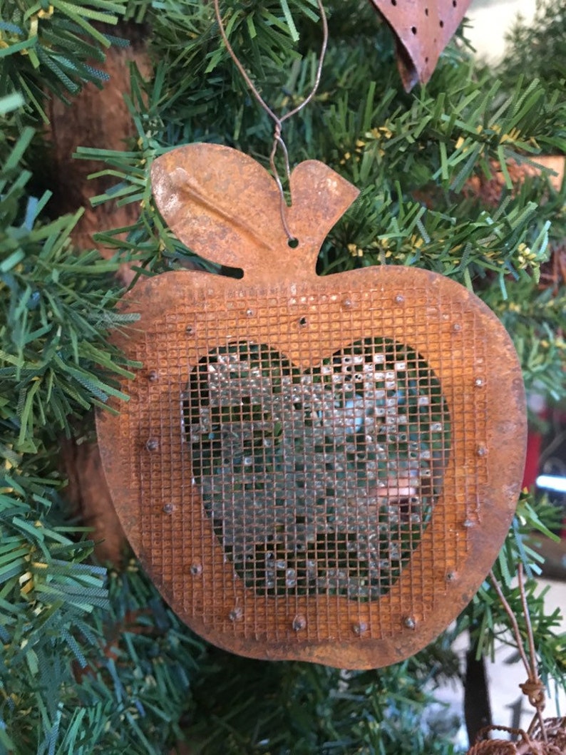 Rustic Punched Tin Christmas Ornaments Etsy