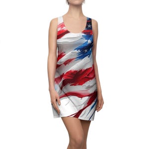Vaterländisches Racerback-Kleid für den Unabhängigkeitstag, Sommer-Grillfest, Festivalkleidung, lässiger Ausflug, Urlaubsstil