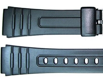 Casio F91 & F105 type replacement watch strap - Black Resin. (RG23)