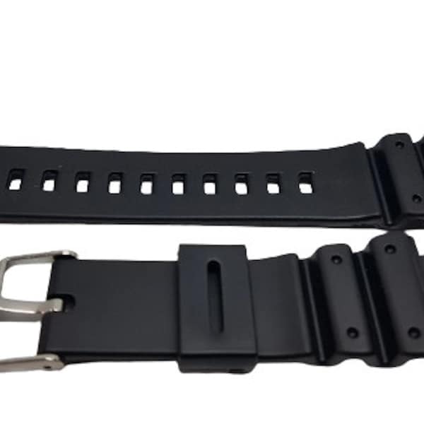 Casio black Resin Rubber type Divers Sports Watch Strap 16mm RG27. Replacement strap for some G Shock watches.