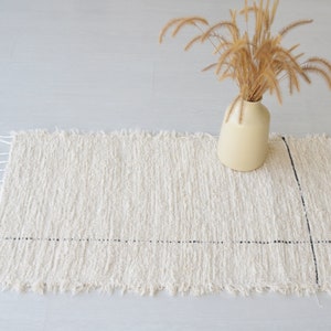Small cream rug with black line, bedroom rug, soft cotton rug, kitchen rug, kids rug, bathroom rug, shower rug, contemporary rug, mother gift