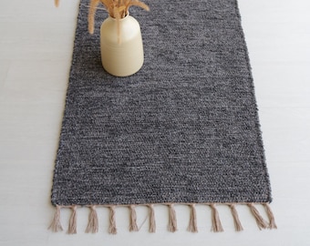Tappeto runner antracite 200 cm, tappeto da corridoio, tappeto runner da cucina, tappeto runner da bagno, tappeto in grafite di cotone, tappeto boho, tapis de passaggio