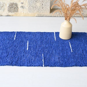 Kleiner königsblauer Teppich, Badezimmerteppich, Duschteppich, Schlafzimmerteppich, Küchenteppich, nachhaltiger Teppich, skandinavischer Teppich, zeitgenössischer Teppich, Tapis Bleu