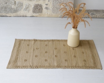 Petit tapis vieil or tissé à la main, tapis de salle de bain, tapis de chambre à coucher, tapis de douche, tapis pour enfants, tapis portugais, tapis géométrique, tapis rustique, Badteppich