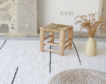 Large white and black rug 170x240 cm, white area rug, abstract carpet, living room rug, Scandinavian rug, bedroom rug, modern cotton carpet