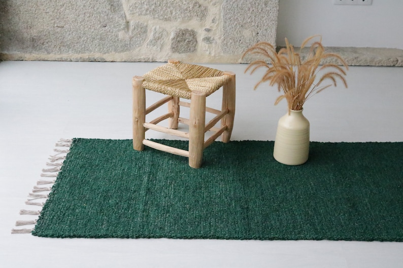Medium handwoven green rug, soft rug, area rug, bohemian rug, Farmhouse decor, machine washable rug, green cotton rug, bedroom rug, bath rug image 7