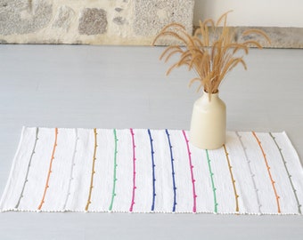 Small handwoven colored rug, bath mat, kids rug, kids decoration, unique rug, geometric rug, bohemian rug, washable cotton rug, bedroom rug