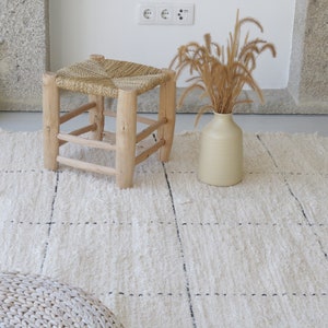 Large cream rug 6x8 feet, Check design rug, Area Rug, check cotton carpet, living room rug, geometric area rug, soft rug ,Tapis à carreaux