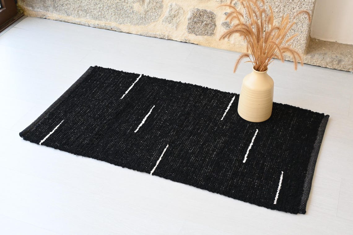 Small Black Rug, Bathroom Rug, Shower Rug, Bedroom Rug, Kitchen Rug