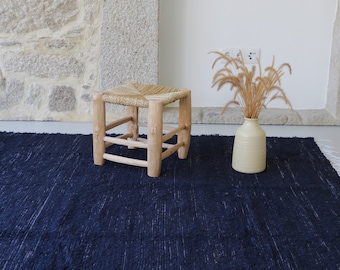 Large navy blue rug, blue cotton rug, navy blye area rug, living room rug, bedroom rug, tapis bleu marine, Marineblauer Teppich