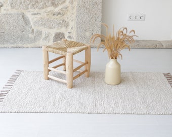 Medium handwoven beige rug, beige cotton rug, nursery rug, bathroom rug, bedroom rug, bedside rug, hallway rug, Beiger Teppich
