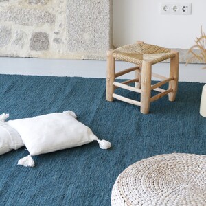 Grand tapis bleu pétrole tissé à la main 170x240cm, tapis de zone, tapis de salon bleu sarcelle, tapis boho, tapis pour enfants, tapis portugais, tapis bleu pétrole image 9