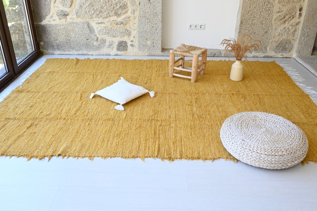 Extra Large Yellow Rug 6.5x10 Feet, Yellow Area Rug, Living Room Rug ...