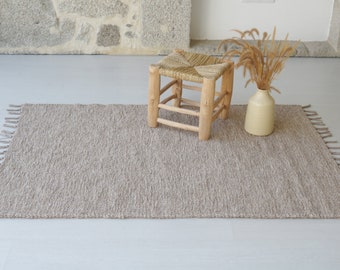 Medium handwoven brown rug 150x100 cm bedroom rug, living room rug, nursery rug, bohemian rug, boho thick rug, Farmhouse decor