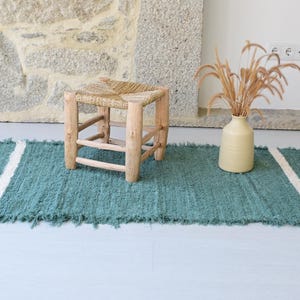 Medium green rug, bathroom rug, kitchen rug, bedroom rug, entry rug, hallway rug, handmade rug, striped rug, rustic rug