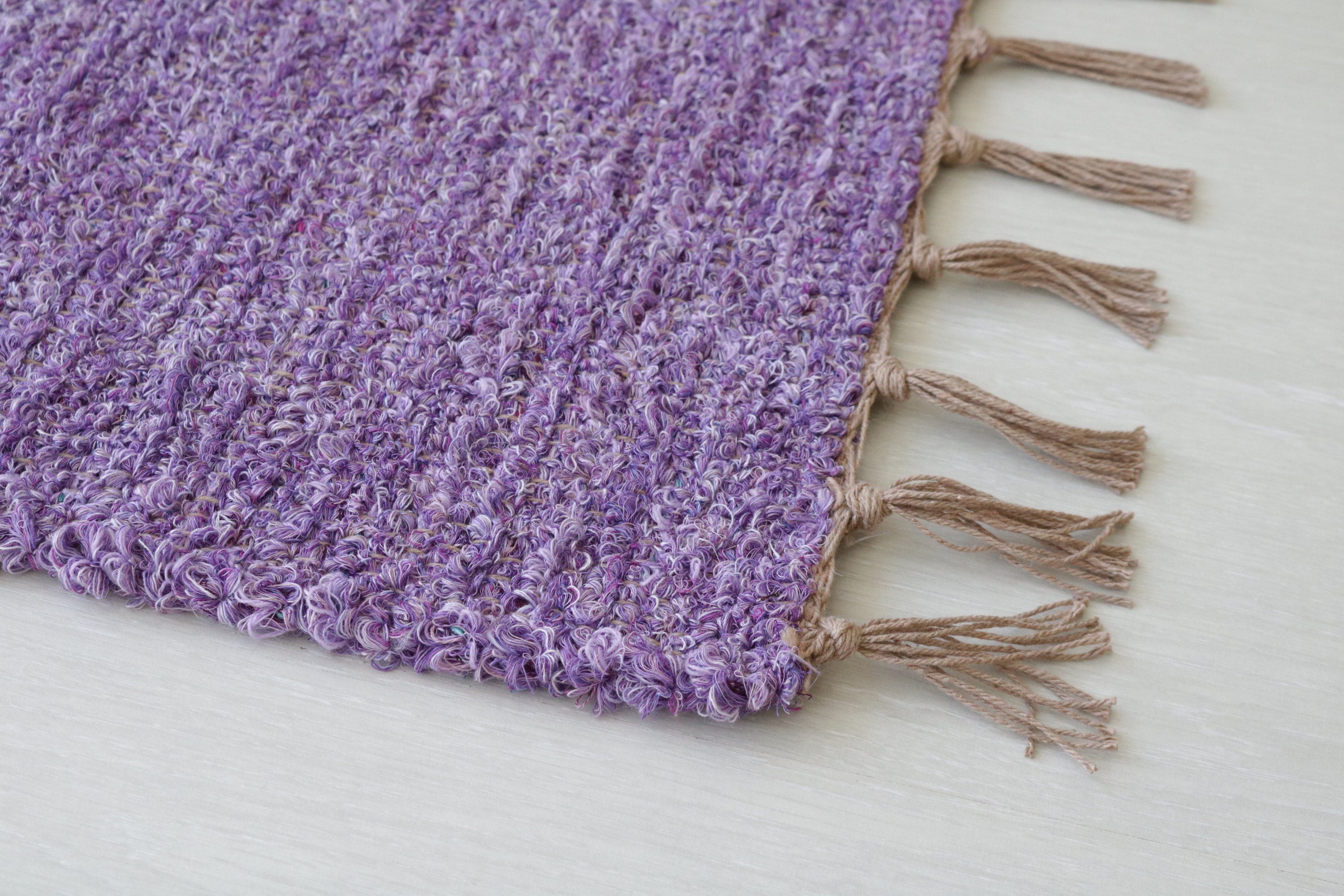 Lavender Rag Rug Medium Handwoven Lavender Rug, Bathroom Rug, Kitchen Rug, Lavender ...