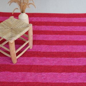 Large Striped Red and Pink Rug 140x200cm, Living Room Rug, Colored Rug ...