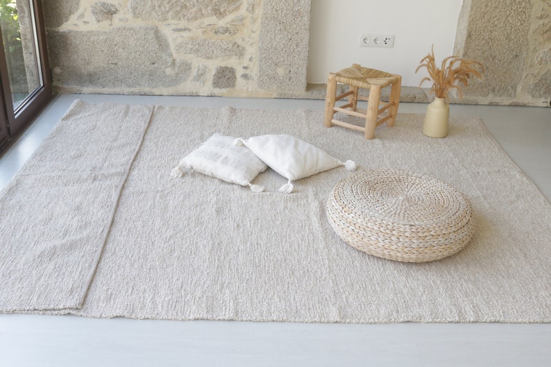 Grand tapis beige 5 x 8 tapis beige, tapis de salon, tapis boho, tapis scandinave, tapis lavable, tapis intérieur, tapis beige image 2