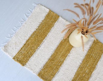 Tappeto passatoia 200 cm a righe gialle, tappeto unico, tappeto da cucina, tappeto da corridoio, tappeto lavabile in lavatrice, tappeto da bagno, tappeto passatoia a righe