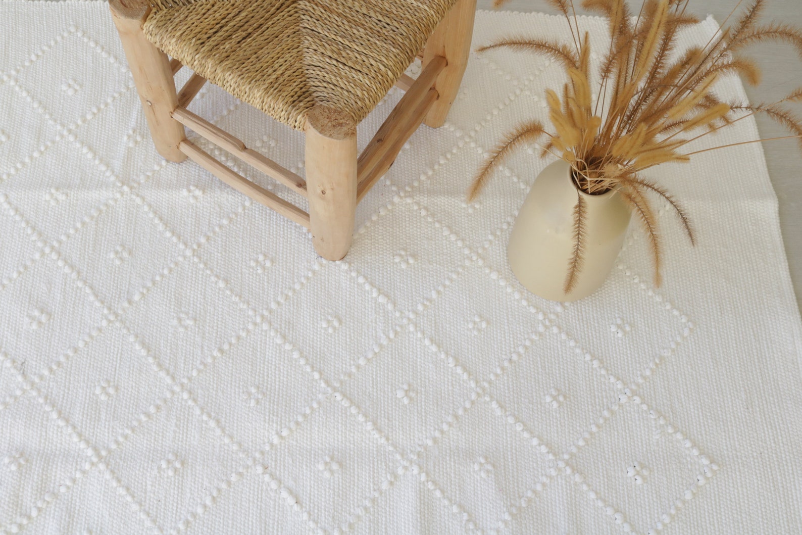Large Handwoven off White Rug Geometric Rug Cotton Rug Kids Etsy