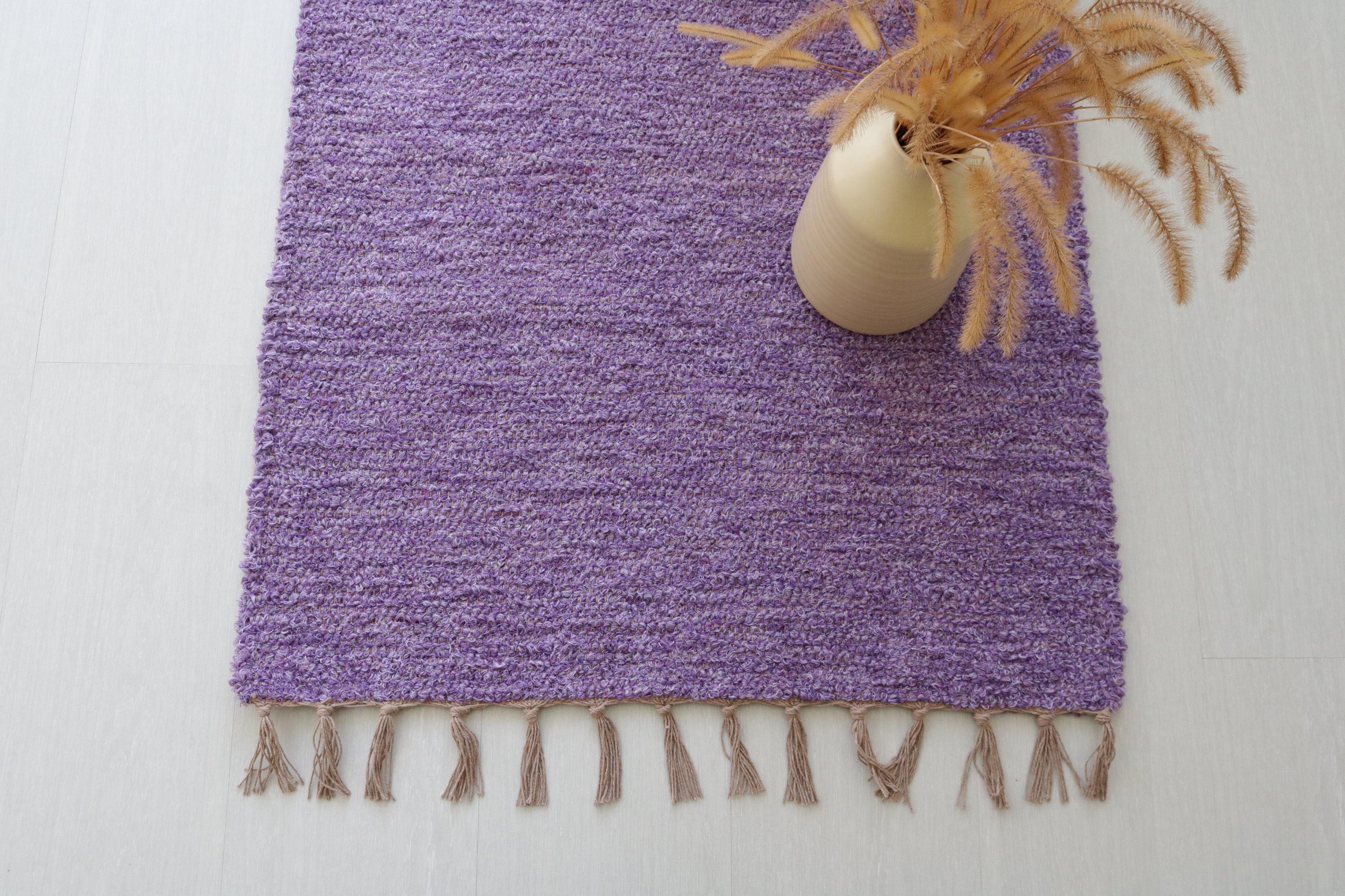 Lavender Rug Pattern Medium Handwoven Lavender Rug, Bathroom Rug, Kitchen Rug, Lavender ...