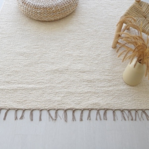 Großer handgewebter cremefarbener Teppich 140x200 cm, Wohnzimmerteppich, cremefarbener Teppich, weicher Teppich, Kinderzimmerteppich, Boho-Dekoration, Boho-Teppich, Tapis de Salon Bild 6