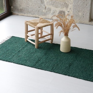 Medium handwoven green rug, soft rug, area rug, bohemian rug, Farmhouse decor, machine washable rug, green cotton rug, bedroom rug, bath rug image 2