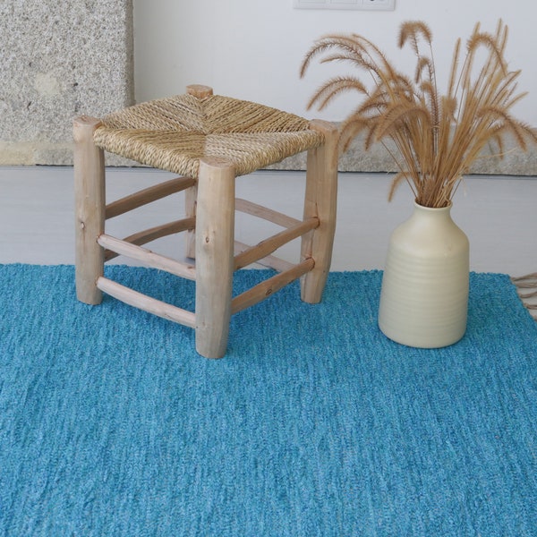 Tapis bleu moyen 150x100 cm tapis de chambre, tapis pour enfants, tapis de salon bleu, tapis scandinave, tapis lavable, tapis boho, tapis doux, tapis bleu