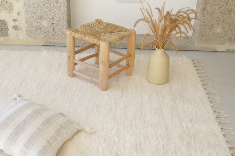 Large cream rug 6.5x10, cream area rug, living room rug, bedroom rug, bohemian rug, Scandinavian decor, recycled tapestry, écru tapis image 9