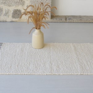 Small handwoven cream rug, bathroom rug, shower rug, kitchen rug, bedroom rug, chunky soft rug, thick rug, cream cotton rug, bohemian rug