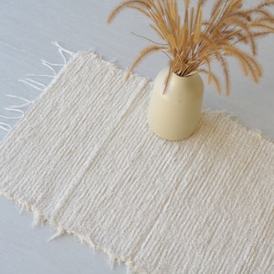 Petit tapis crème tissé à la main, tapis en coton, tapis de salle de bain, tapis de salle de bain, tapis de chevet, tapis de cuisine, tapis doux, tapis lavable, tapis de bain, tapis boho image 8