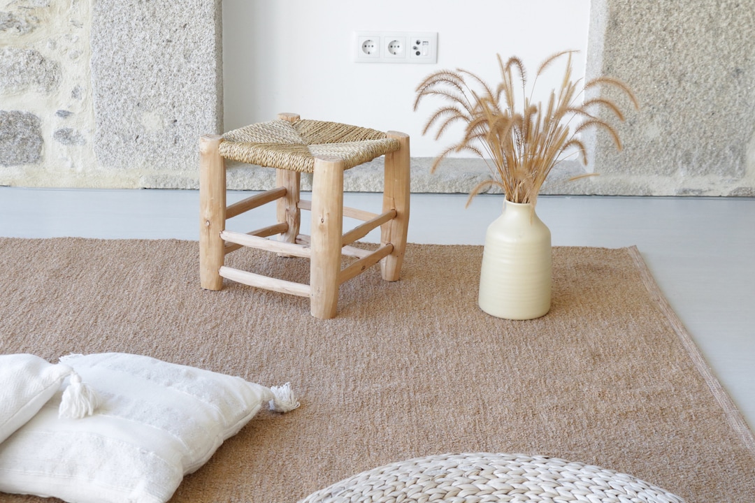 Large Brown Camel Rug 170x240cm, Wood Brown Area Rug, Living Room Rug ...