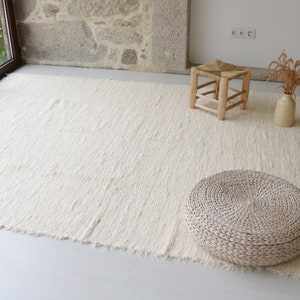 Grand tapis crème tissé à la main 6,5x10 pieds, tapis de zone, tapis de chambre à coucher, tapis de salon, tapis boho, tapis de chambre d'enfant, tapis rustique, tapis lavable en machine image 2