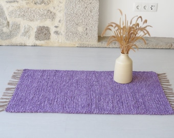 Kleiner handgewebter lila Teppich, Badezimmerteppich, Duschteppich, Küchenteppich, Schlafzimmerteppich, Boho-Teppich, violetter Teppich, Tapis violett