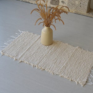 Petit tapis crème tissé à la main, tapis en coton, tapis de salle de bain, tapis de salle de bain, tapis de chevet, tapis de cuisine, tapis doux, tapis lavable, tapis de bain, tapis boho image 10