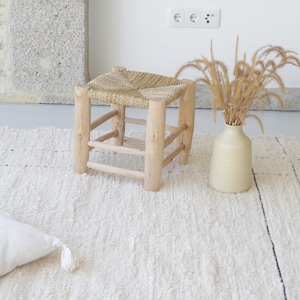 Large cream rug 6x8 ft, ecru area rug, cotton carpet, living room rug, geometric rug, bohemian rug, farmhouse rug, tapis in beige coton
