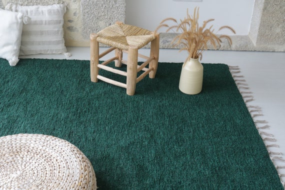 Alfombra verde grande tejida a mano alfombra de sala de estar de 6,5x10  pies, alfombra de área verde, alfombra boho, alfombra boho, alfombra  lavable suave rústica, tapis de salón. -  España