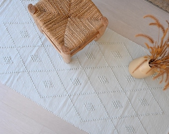 Medium light blue rug, bathroom rug, bedroom rug, kitchen rug, hallway rug, Farmhouse decor, Sustainable rug, geometric rug